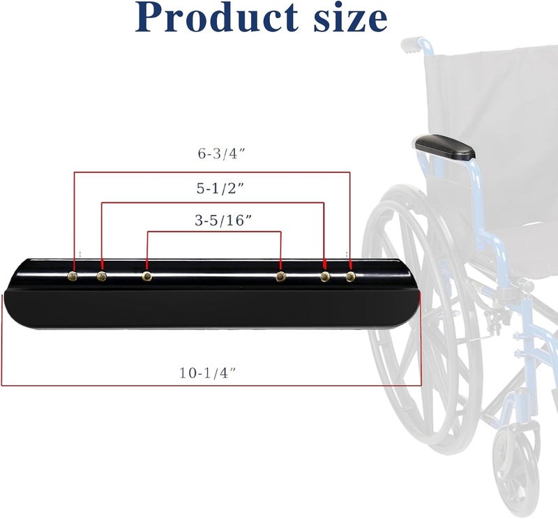 HMZ Full Length Padded Armrest Black 10-1/4" Long Wheelchair and Transport Chair arm Cushions, Black (1 Pair) Compatible with All Brands (10PCS 10-1/4") - Image 2